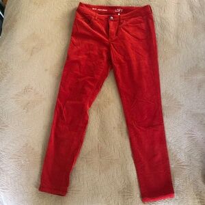 LOFT Red fine corduroy super skinny Size 28/6